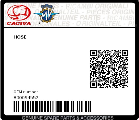 Product image: Cagiva - 800094552 - HOSE  0