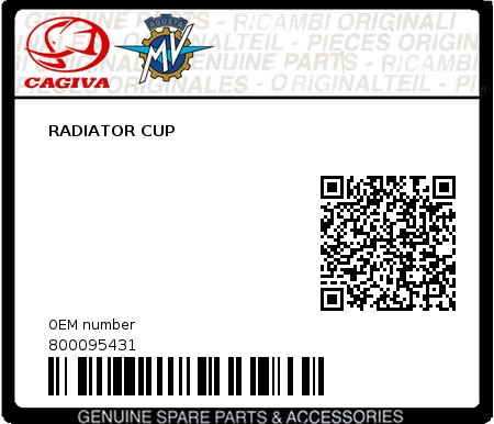 Product image: Cagiva - 800095431 - RADIATOR CUP  0