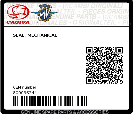 Product image: Cagiva - 800096244 - SEAL, MECHANICAL  0