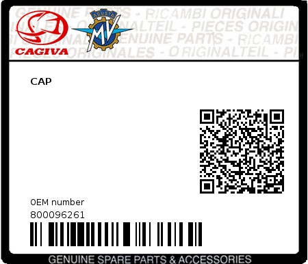 Product image: Cagiva - 800096261 - CAP  0