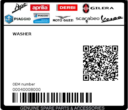 Product image: Piaggio - 00040008000 - WASHER  0