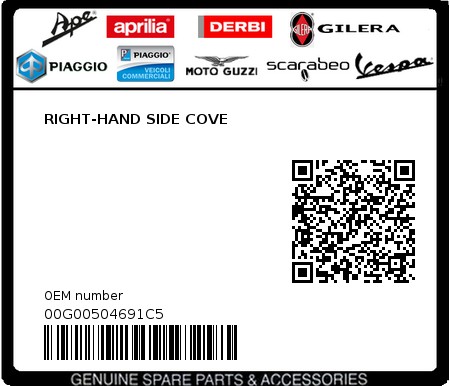 Product image: Piaggio - 00G00504691C5 - RIGHT-HAND SIDE COVE  0