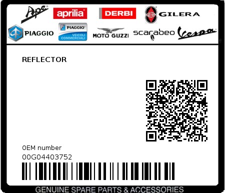 Product image: Piaggio - 00G04403752 - REFLECTOR  0