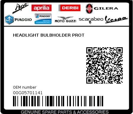 Product image: Piaggio - 00G05701141 - HEADLIGHT BULBHOLDER PROT  0