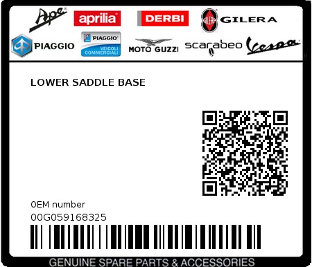 Product image: Piaggio - 00G059168325 - LOWER SADDLE BASE  0