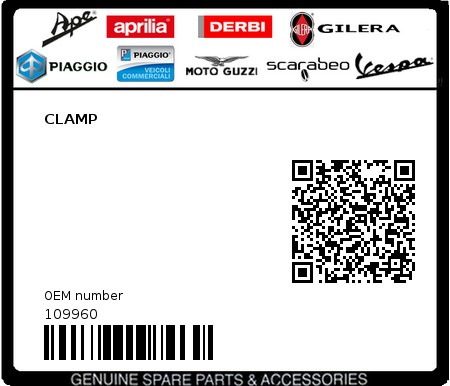 Product image: Piaggio - 109960 - CLAMP  0