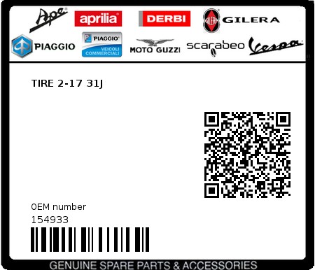 Product image: Piaggio - 154933 - TIRE 2-17 31J  0