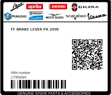 Product image: Piaggio - 1795694 - FF BRAKE LEVER PX 200E  0