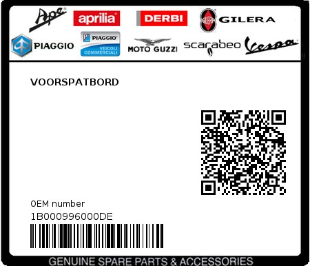 Product image: Piaggio - 1B000996000DE - VOORSPATBORD  0