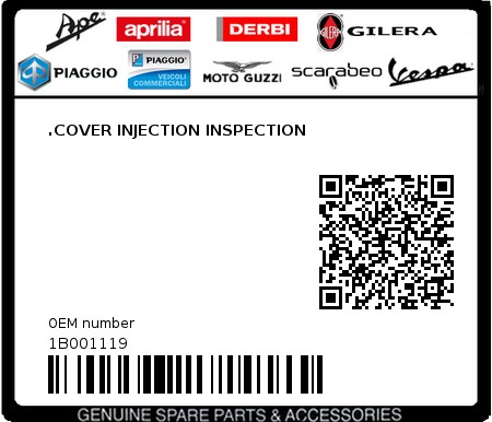 Product image: Piaggio - 1B001119 - .COVER INJECTION INSPECTION  0