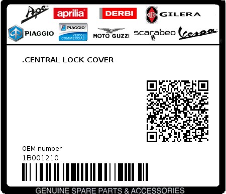 Product image: Piaggio - 1B001210 - .CENTRAL LOCK COVER  0