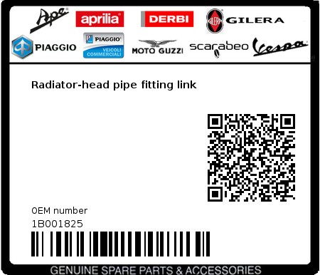 Product image: Piaggio - 1B001825 - Radiator-head pipe fitting link  0