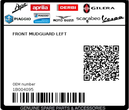 Product image: Piaggio - 1B004095 - FRONT MUDGUARD LEFT  0