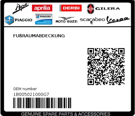 Product image: Piaggio - 1B005021000G7 - FUßRAUMABDECKUNG  0