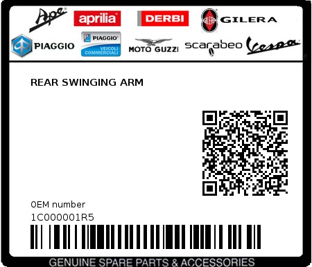 Product image: Piaggio - 1C000001R5 - REAR SWINGING ARM  0