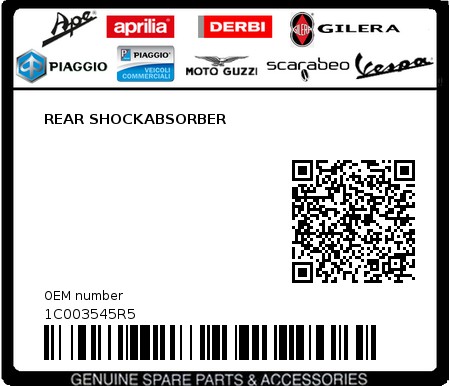 Product image: Piaggio - 1C003545R5 - REAR SHOCKABSORBER  0