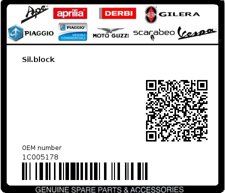 Product image: Piaggio - 1C005178 - Sil.block  0