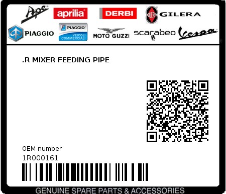 Product image: Piaggio - 1R000161 - .R MIXER FEEDING PIPE  0