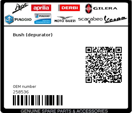 Product image: Piaggio - 258536 - Bush (depurator)  0