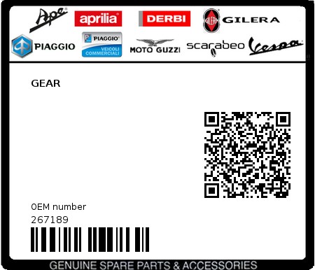 Product image: Piaggio - 267189 - GEAR  0