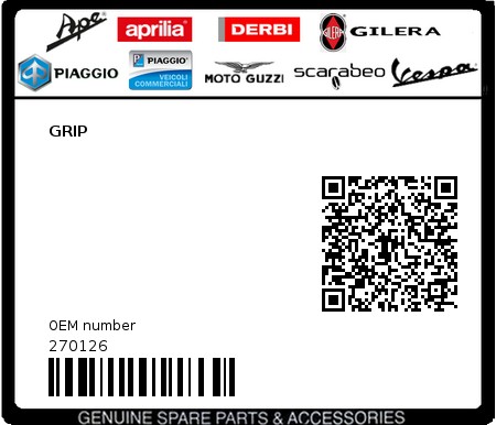 Product image: Piaggio - 270126 - GRIP  0