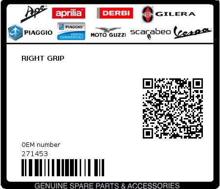 Product image: Piaggio - 271453 - RIGHT GRIP  0