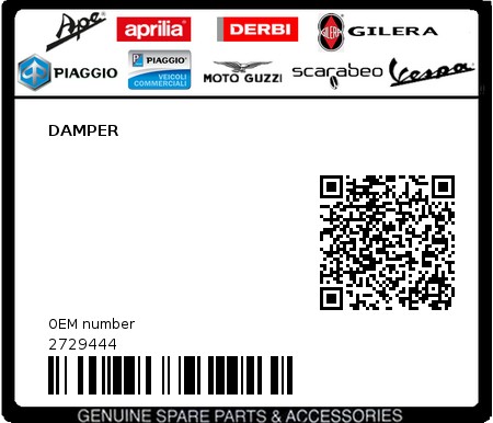 Product image: Piaggio - 2729444 - DAMPER  0