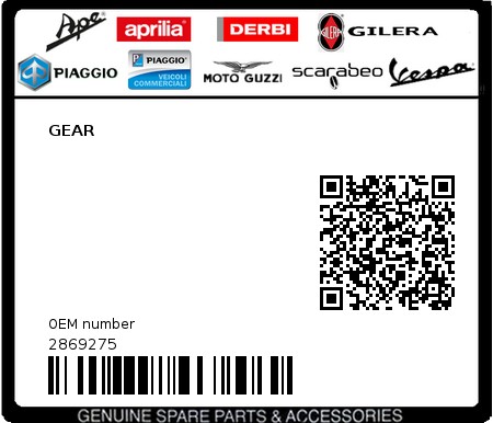 Product image: Piaggio - 2869275 - GEAR  0