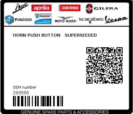 Product image: Piaggio - 293550 - HORN PUSH BUTTON   SUPERSEEDED  0