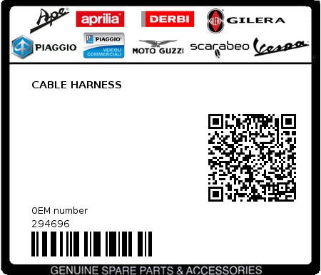 Product image: Piaggio - 294696 - CABLE HARNESS  0