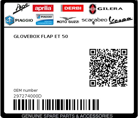 Product image: Piaggio - 297274000D - GLOVEBOX FLAP ET 50  0