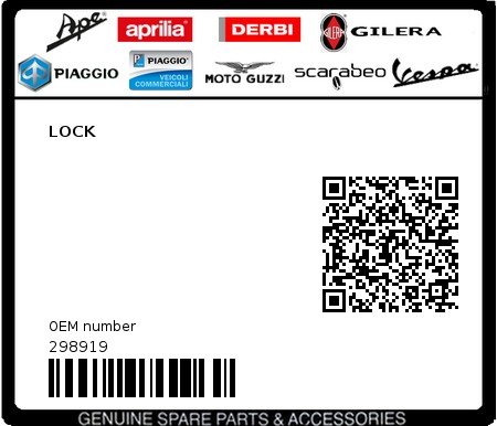 Product image: Piaggio - 298919 - LOCK  0