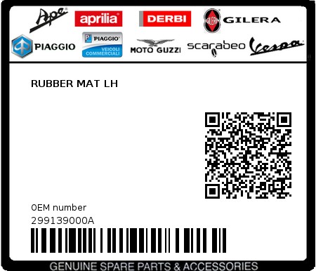 Product image: Piaggio - 299139000A - RUBBER MAT LH  0