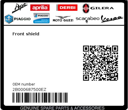 Product image: Piaggio - 2B000687500EZ - Front shield  0