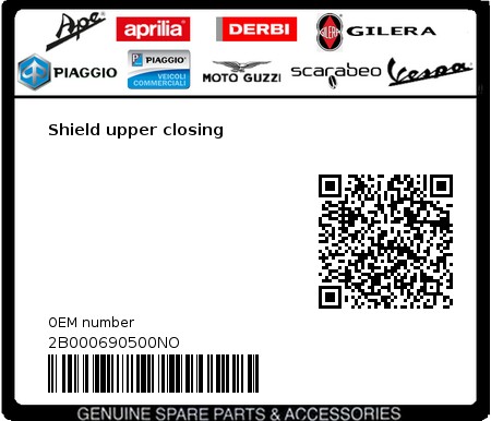 Product image: Piaggio - 2B000690500NO - Shield upper closing  0