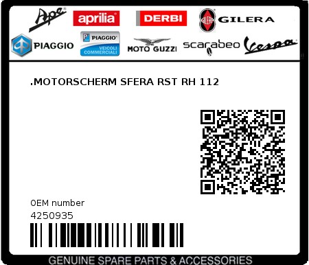 Product image: Piaggio - 4250935 - .MOTORSCHERM SFERA RST RH 112  0
