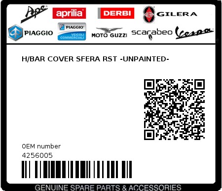 Product image: Piaggio - 4256005 - H/BAR COVER SFERA RST -UNPAINTED-  0