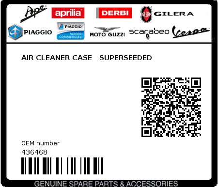 Product image: Piaggio - 436468 - AIR CLEANER CASE   SUPERSEEDED  0
