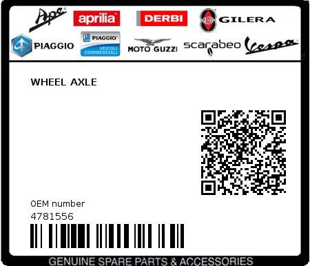 Product image: Piaggio - 4781556 - WHEEL AXLE  0
