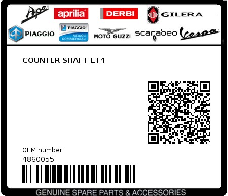 Product image: Piaggio - 4860055 - COUNTER SHAFT ET4  0