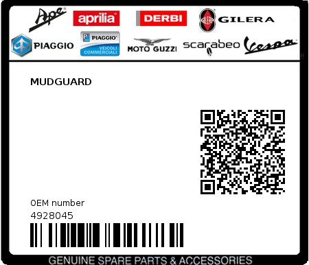 Product image: Piaggio - 4928045 - MUDGUARD  0