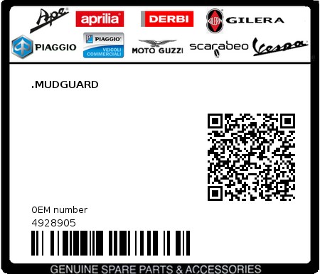Product image: Piaggio - 4928905 - .MUDGUARD  0