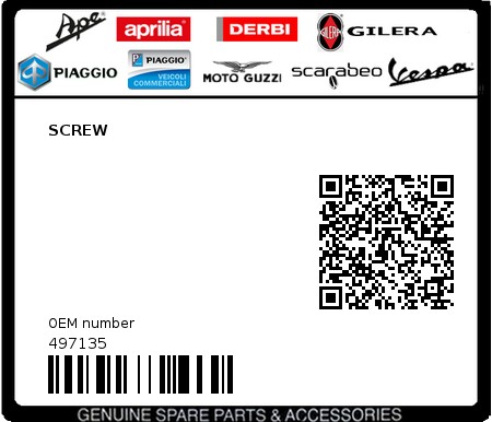 Product image: Piaggio - 497135 - SCREW  0