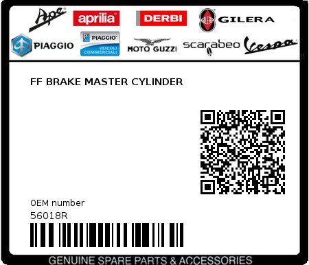 Product image: Piaggio - 56018R - FF BRAKE MASTER CYLINDER  0