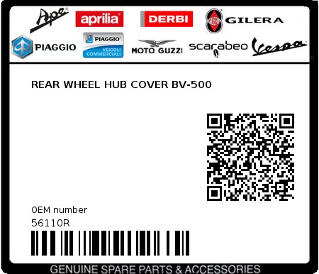Product image: Piaggio - 56110R - REAR WHEEL HUB COVER BV-500  0
