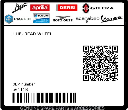 Product image: Piaggio - 56111R - HUB, REAR WHEEL  0