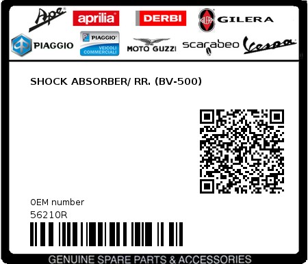 Product image: Piaggio - 56210R - SHOCK ABSORBER/ RR. (BV-500)  0