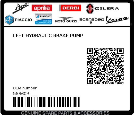 Product image: Piaggio - 56360R - LEFT HYDRAULIC BRAKE PUMP  0
