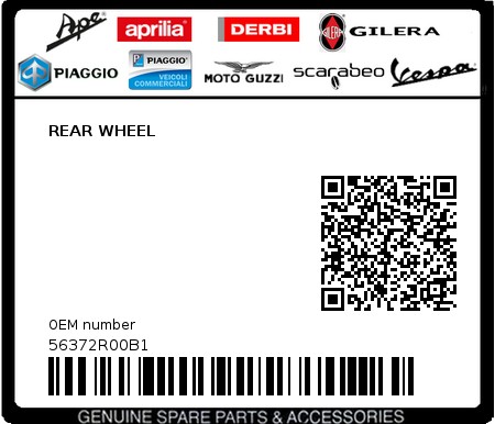 Product image: Piaggio - 56372R00B1 - REAR WHEEL  0