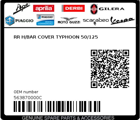 Product image: Piaggio - 563870000C - RR H/BAR COVER TYPHOON 50/125  0